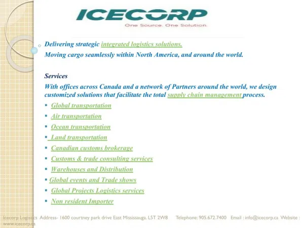 ICECORP- Canadian Customs Brokerage