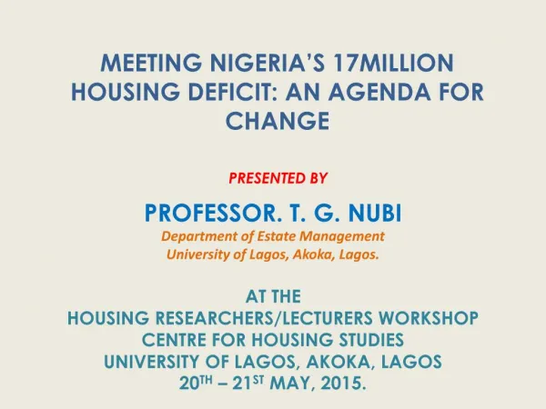 Meeting Nigeria's 17 Million Housing Deficit