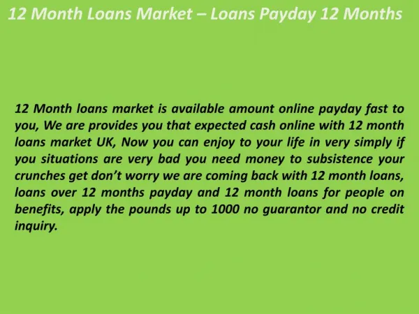12 Month Loans For People On Benefits