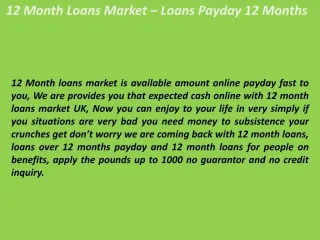12 Month Loans For People On Benefits - slide 1