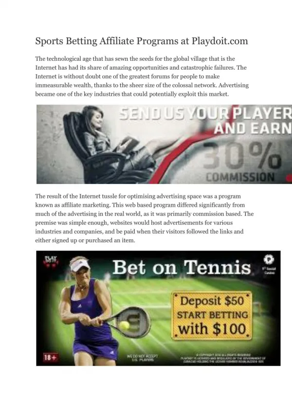 Sports Betting Affiliate Programs at Playdoit.com