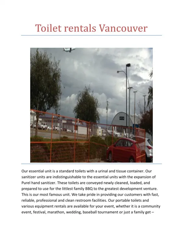 Toilet rentals Vancouver