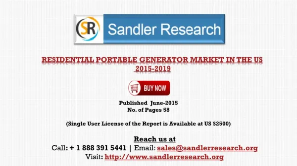 Residential Portable Generator Market in the US 2015-2019