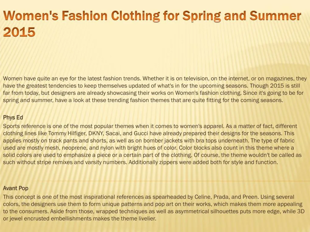 women s fashion clothing for spring and summer 2015