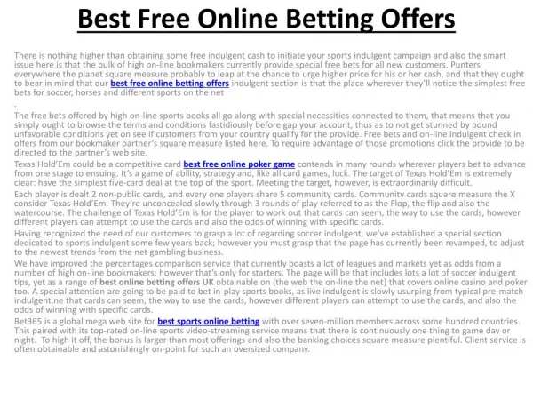 Best Free Online Betting Offers