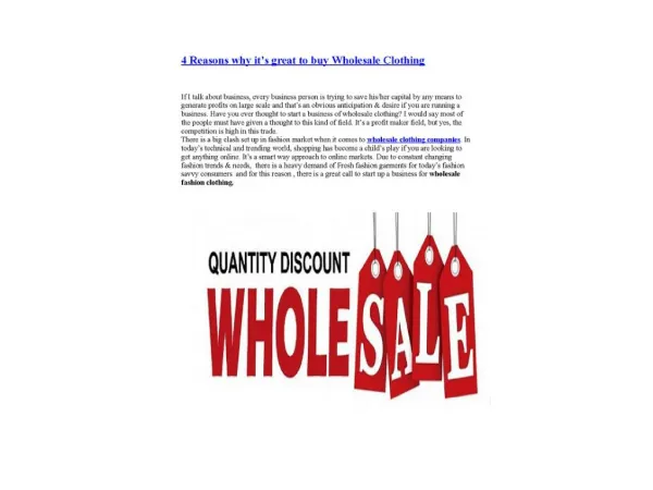 4 Reasons Why Wholesale is Good for Buying