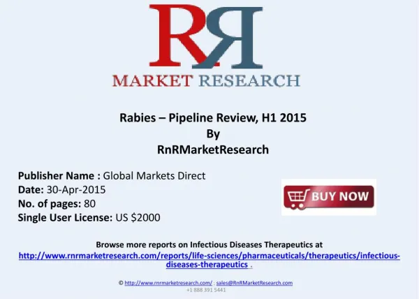 Rabies Therapeutic Pipeline Review, H1 2015