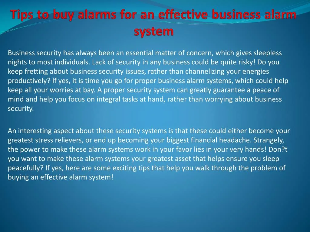 tips to buy alarms for an effective business alarm system