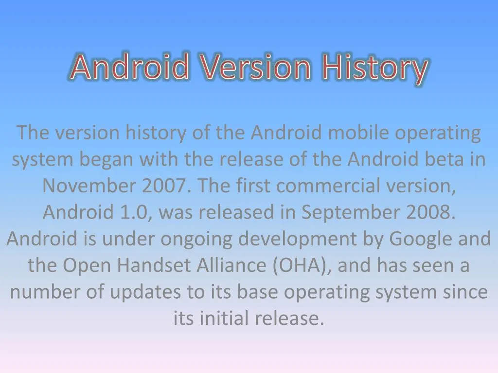 PPT - Android Version History PowerPoint Presentation, free