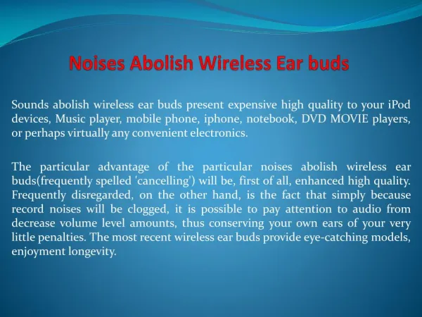 Noises Abolish Wireless Ear buds