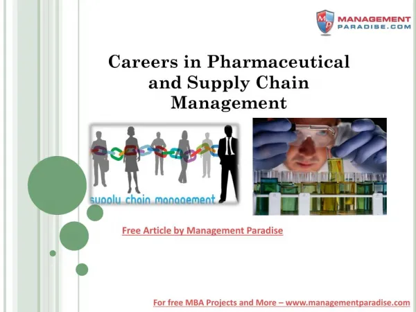 Careers in Pharmaceutical and Supply Chain Management