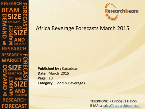 2015 Africa Beverage Forecasts Market Trends, Insight
