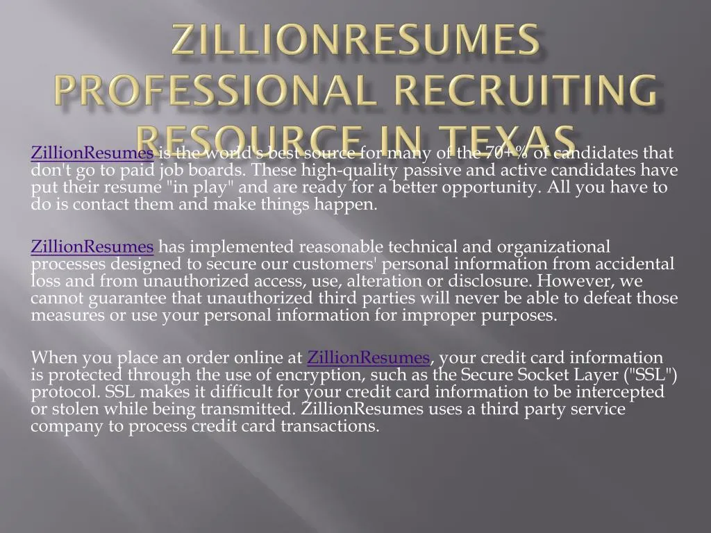 zillionresumes professional recruiting resource in texas