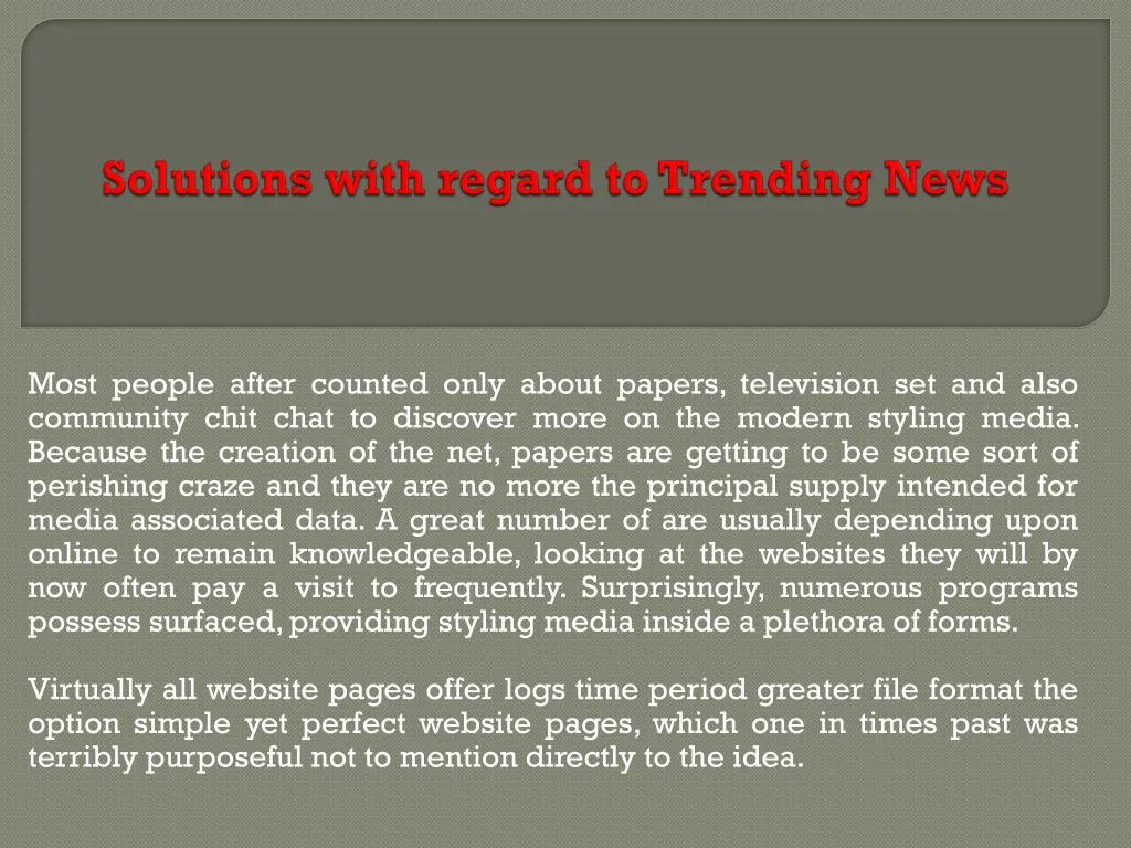 solutions with regard to trending news