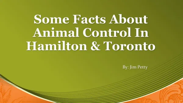 Some Facts About Animal Contro