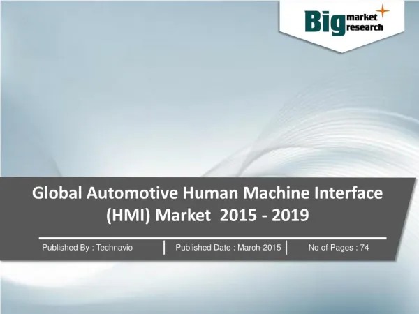 Global Automotive Human Machine Interface (HMI) Market 2019