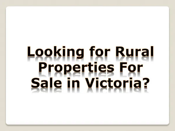 Rural Properties for Sale Victoria