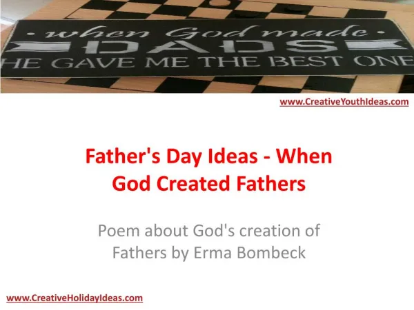 Father's Day Ideas - When God Created Fathers