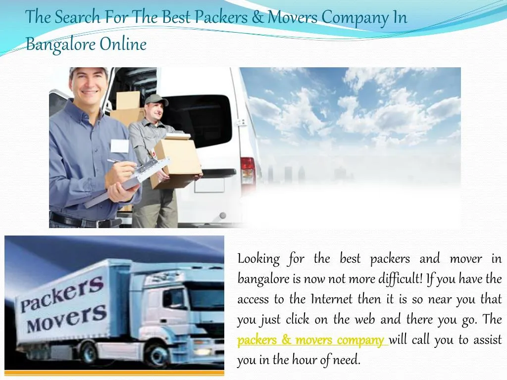 the search for the best packers movers company in bangalore online