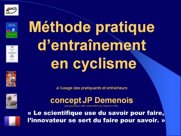 M thode pratique d entra nement en cyclisme l usage des pratiquants et entra neurs concept JP Demenois d velopp