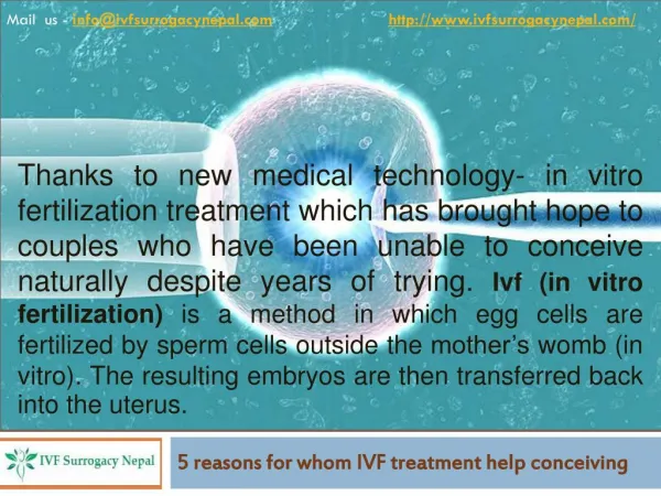 5 reasons for whom IVF treatment help conceiving