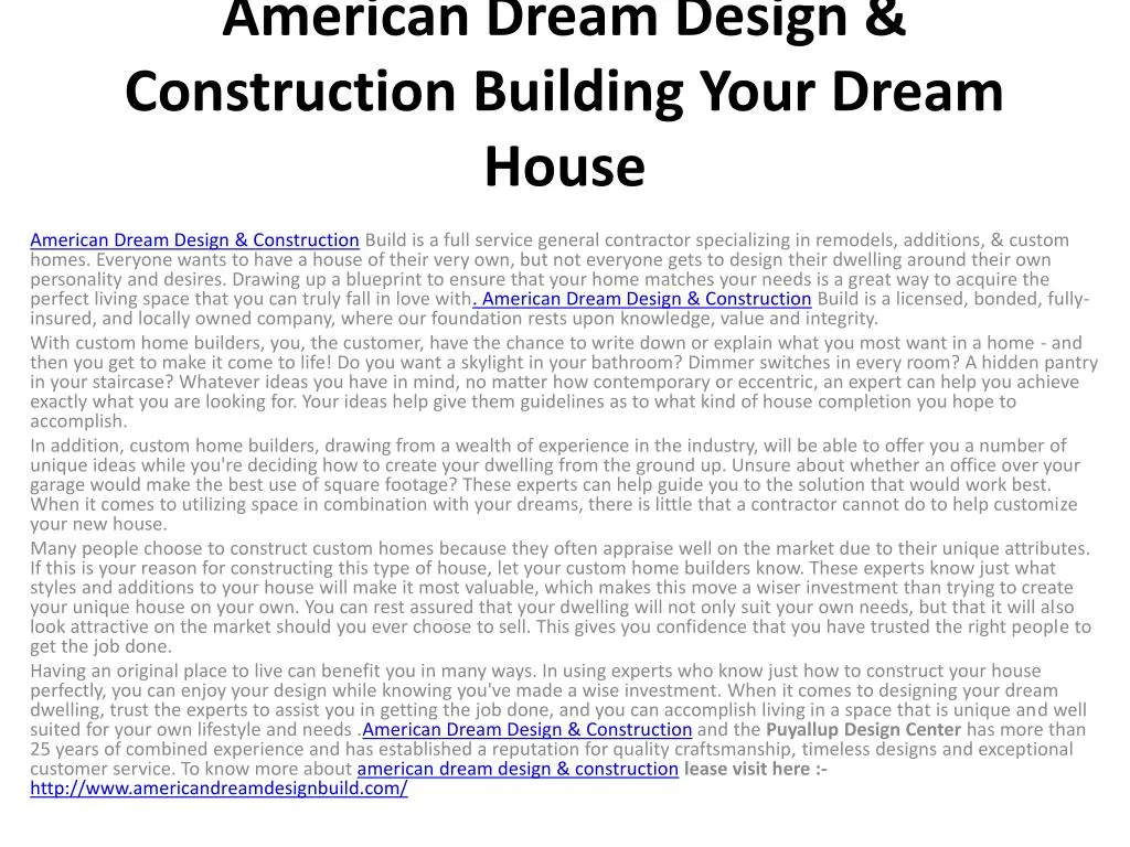 american dream design construction building your dream house