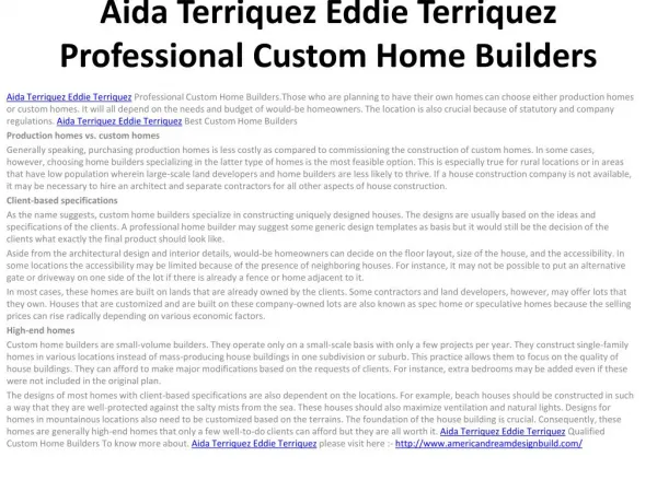 Aida Terriquez Eddie Terriquez Professional Custom Home Buil