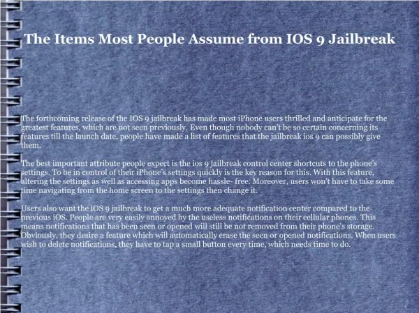 What People Desire From IOS 9 Jailbreak