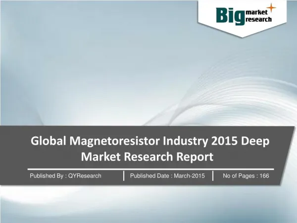Global Magnetoresistor Industry : Global Trends and Forecast