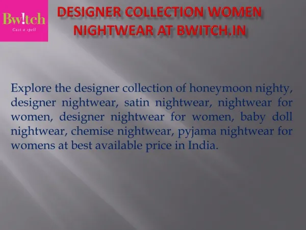 Buy Honeymoon Nighties | Nightwear for Women @ Bwitch.in