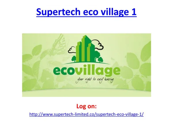 Supertech Eco Village 1 Noida Extension