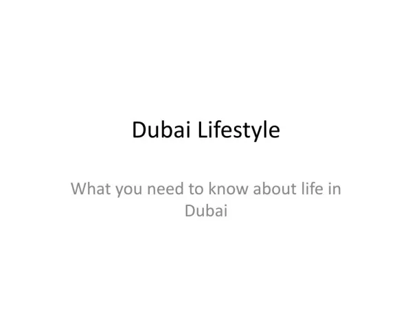 Dubai Lifestyle