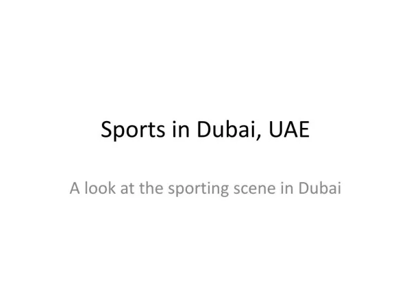 Sports in the UAE