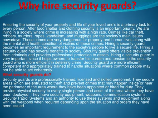 Why hire security guards ?