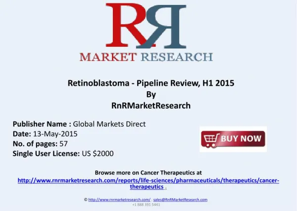 Retinoblastoma - Pipeline Review, H1 2015