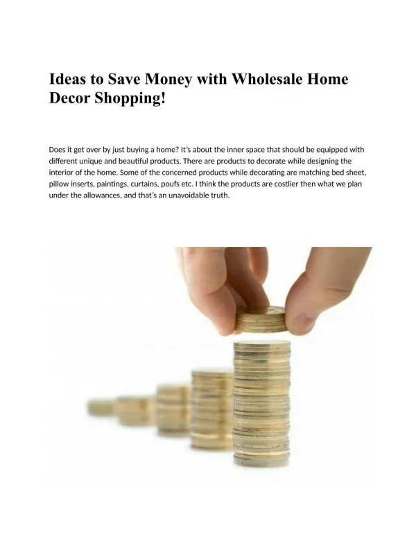 Ideas to Save Money with Wholesale Home Decor Shopping!