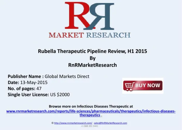 Rubella Therapeutic Pipeline Review, H1 2015