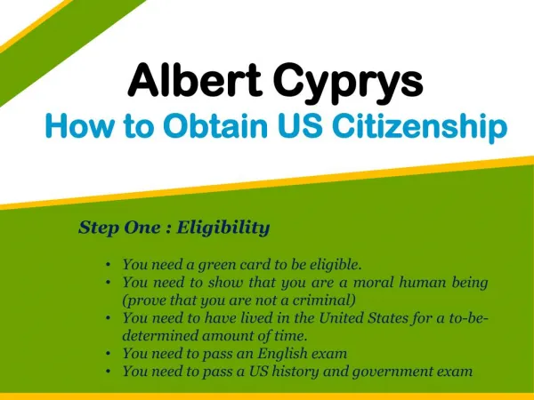 Albert Cyprys - How to Obtain US Citizenship
