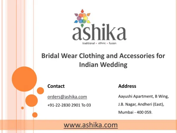 Bridal Wear Clothing and Accessories for Indian Wedding