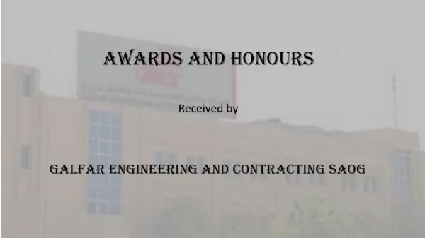 MFAR, Awards and honours