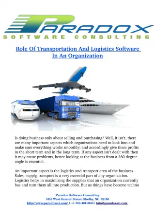 Role Of T ransportation And Logistics Software In An