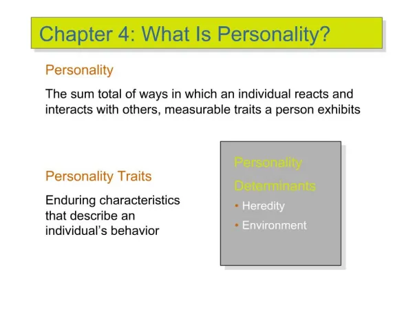 Chapter 4: What Is Personality