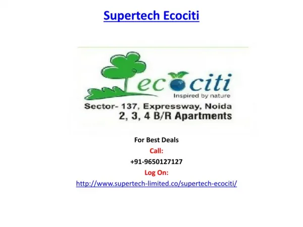 Supertech Ecociti Sector 137 Noida Expressway