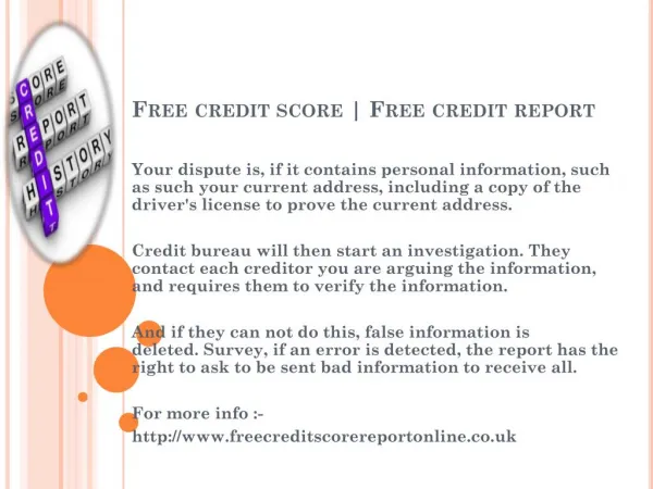 Free credit score | Www.freecreditscorereportonline.co.uk