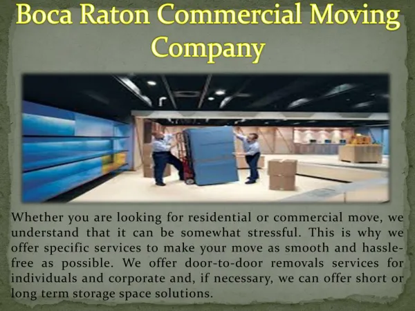 Boca Raton Commercial Moving Company