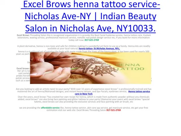 Henna Tattoo Service in Nicholas Ave-New York |Henna Tattoo