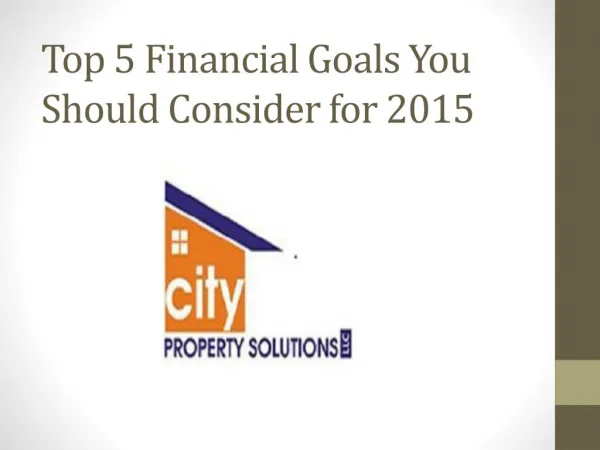 Top 5 Financial Goals You Should Consider for 2015