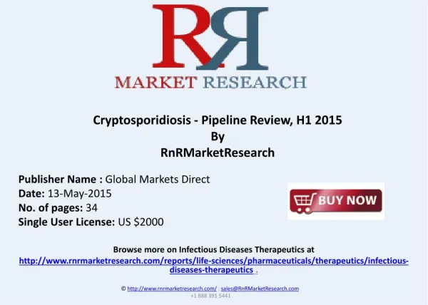 Cryptosporidiosis Therapeutic Pipeline Review, H1 2015