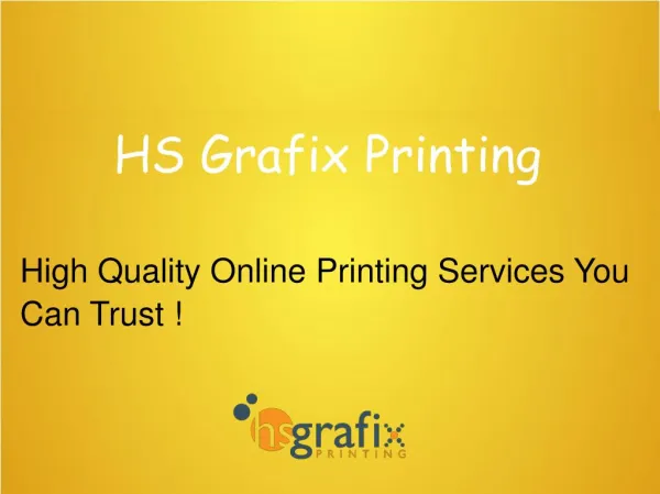High Quality Online Printing Services - Hs Grafix