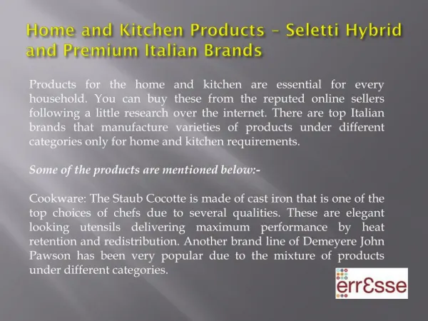 Home and Kitchen Products – Seletti Hybrid and Premium Itali